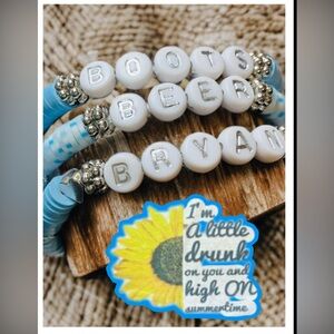 Boots, Beer, Bryan concert or everyday elastic bracelet set ( new handmade )
